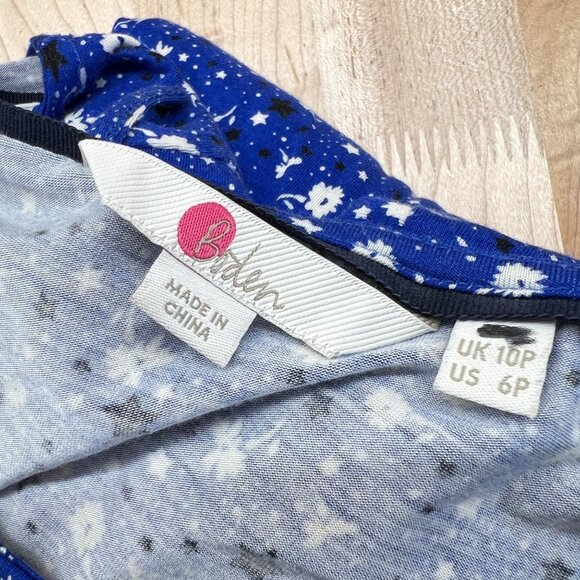 Boden Talia Lapis Blue Floral Star Print Dress With Tie Waist Womens UK 10P US 6 - Picture 9 of 12